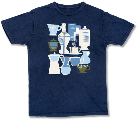 Coffee Tee in Washed Navy